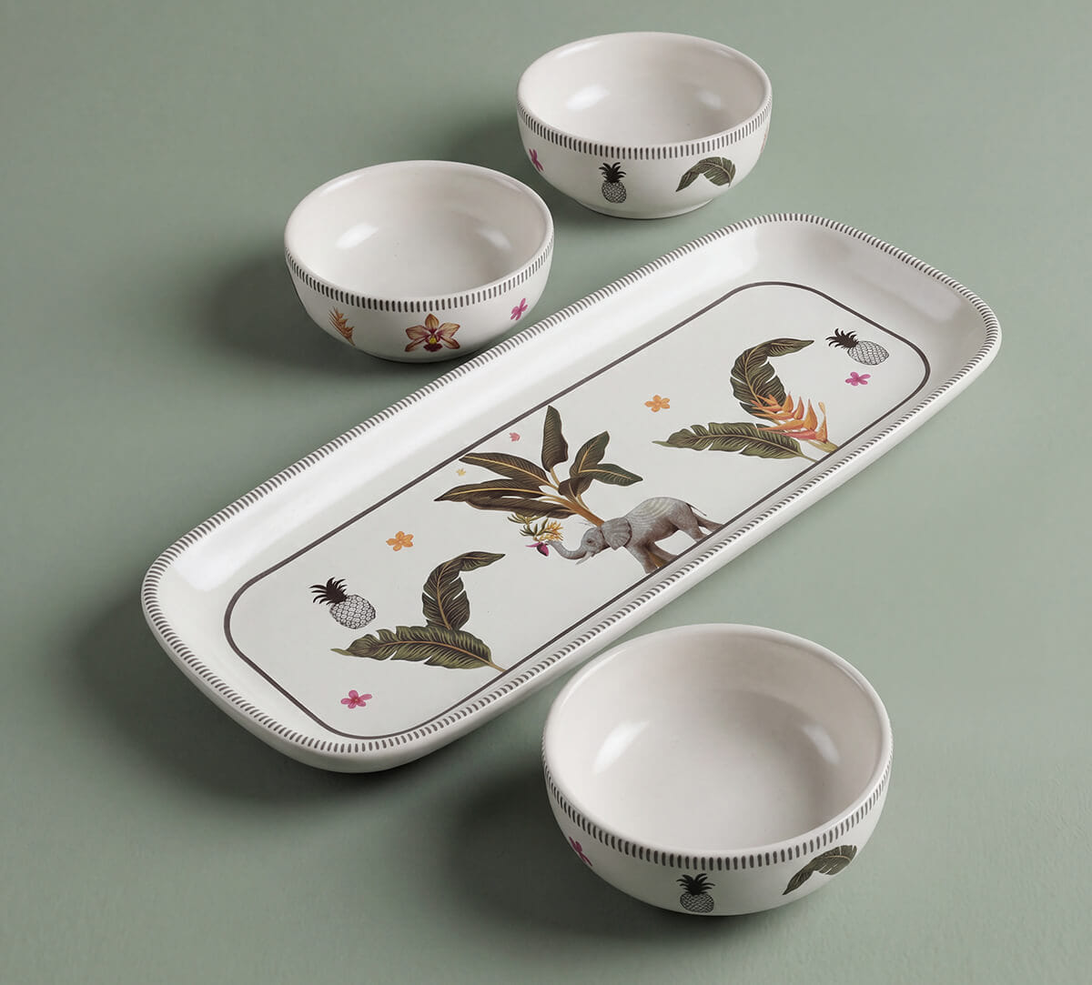 India Circus by Krsnaa Mehta Travellers Garden Platter with Dip Bowl