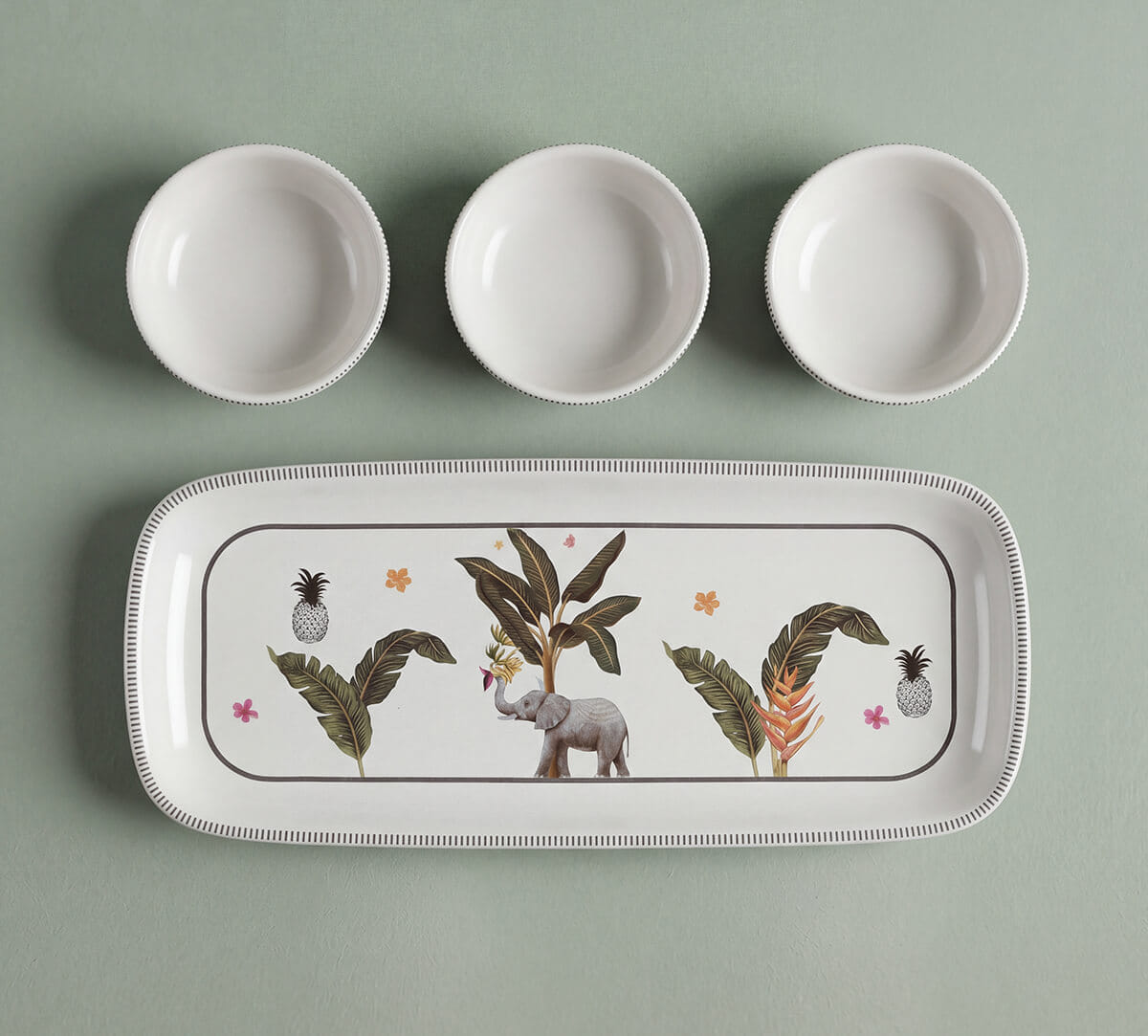 India Circus by Krsnaa Mehta Travellers Garden Platter with Dip Bowl