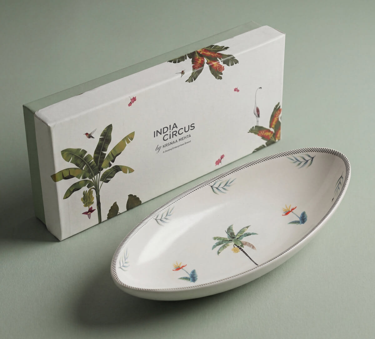 India Circus by Krsnaa Mehta Strelizias Garden Boat Shape Platter