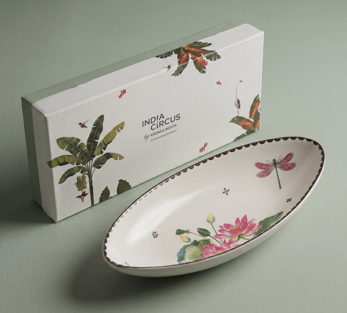 India Circus by Krsnaa Mehta Lotus Pond Boat Shape Platter