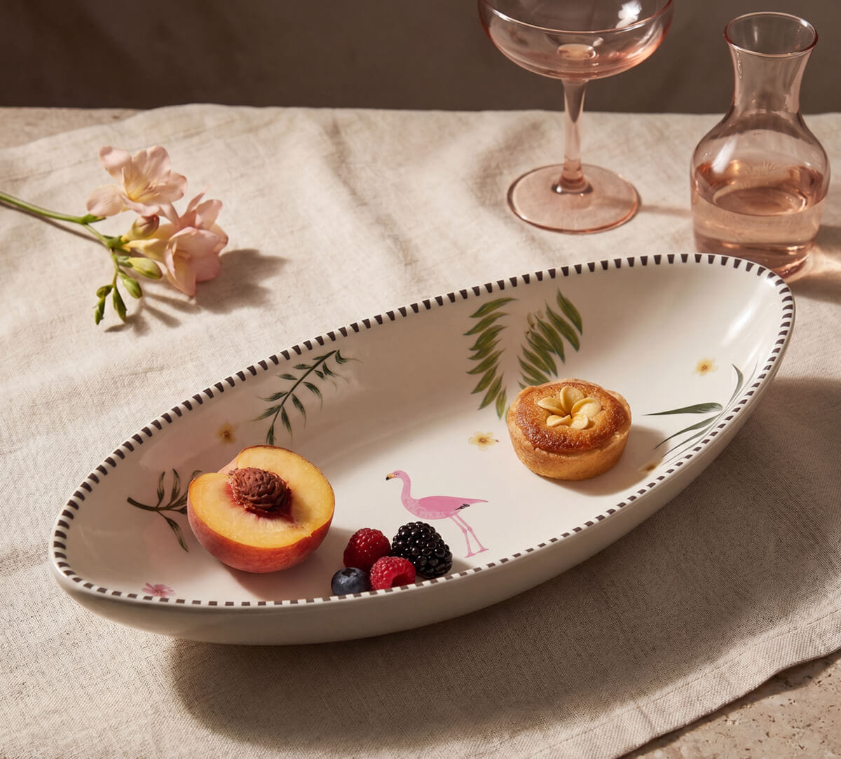 India Circus by Krsnaa Mehta Foraging Flamingo Boat Shape Platter