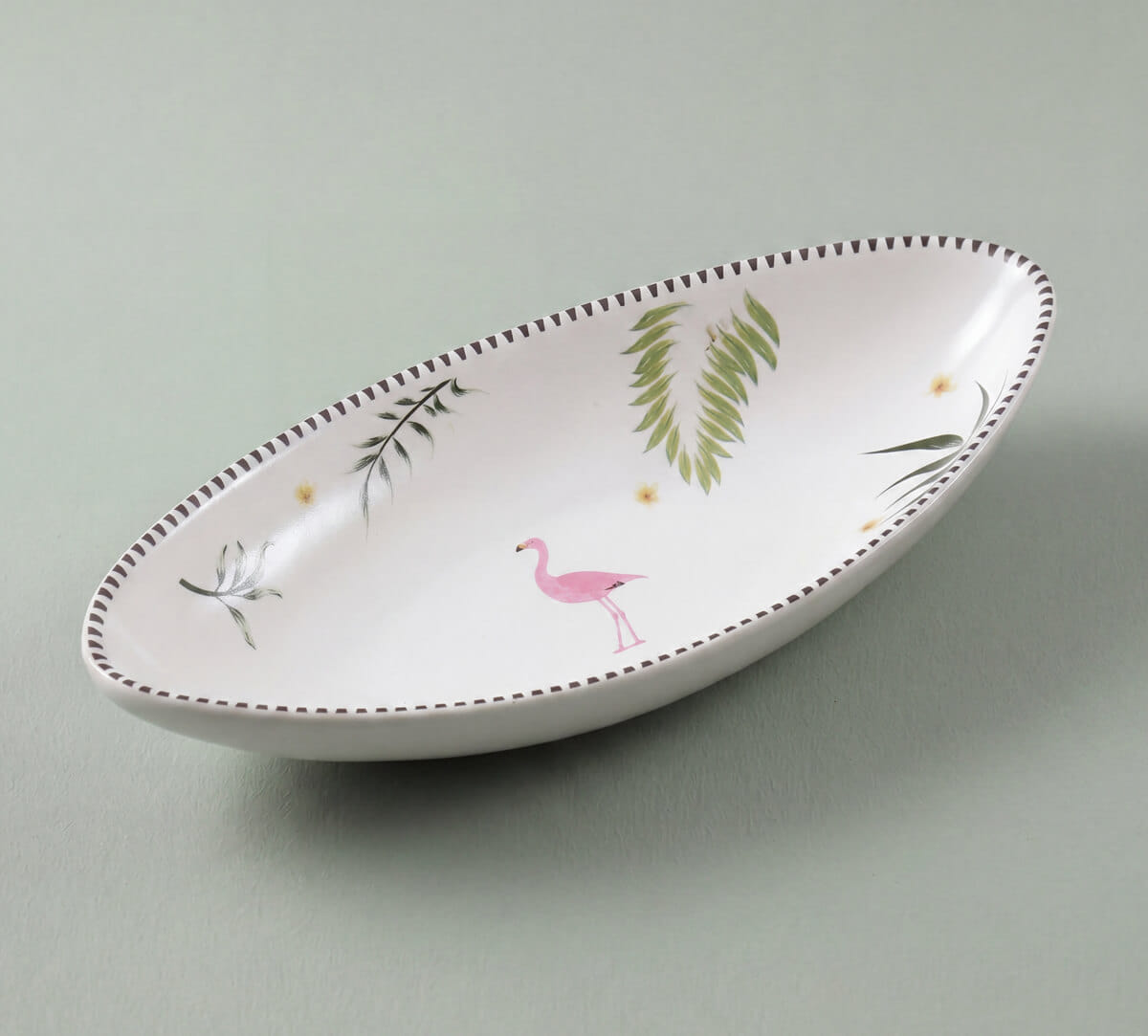 India Circus by Krsnaa Mehta Foraging Flamingo Boat Shape Platter