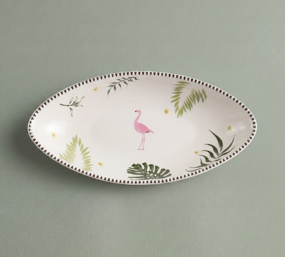 India Circus by Krsnaa Mehta Foraging Flamingo Boat Shape Platter