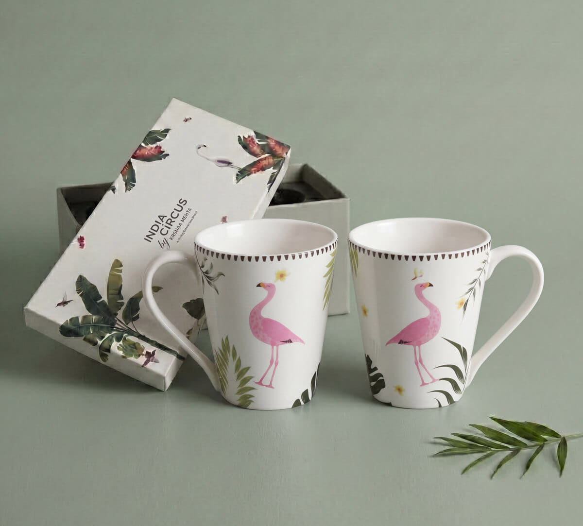 India Circus by Krsnaa Mehta Foraging Flamingo Coffee Mug Set of 2