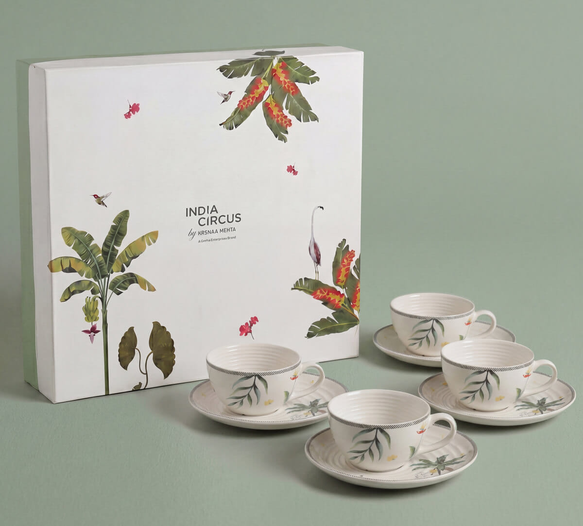 India Circus by Krsnaa Mehta Strelizia's Garden Cup & Saucer Set of 4