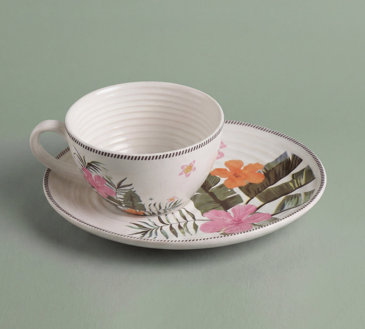 India Circus by Krsnaa Mehta Plumerias Plume Cup & Saucer Set of 4