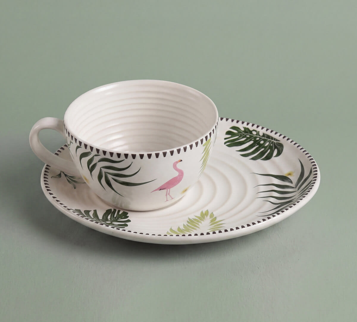 India Circus by Krsnaa Mehta Foraging Flamingo Cup & Saucer Set of 4