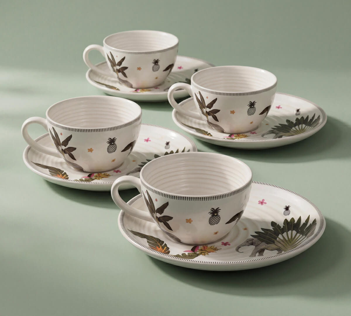 India Circus by Krsnaa Mehta Travellers Garden Cup & Saucer Set of 4