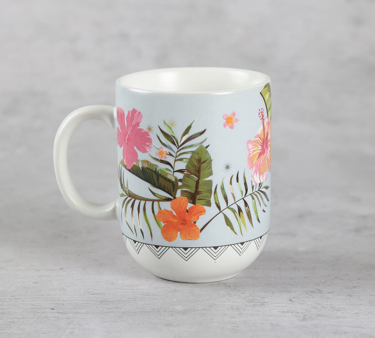 India Circus by Krsnaa Mehta Plumerias Plume Porcelain Oval Mug Set of 2
