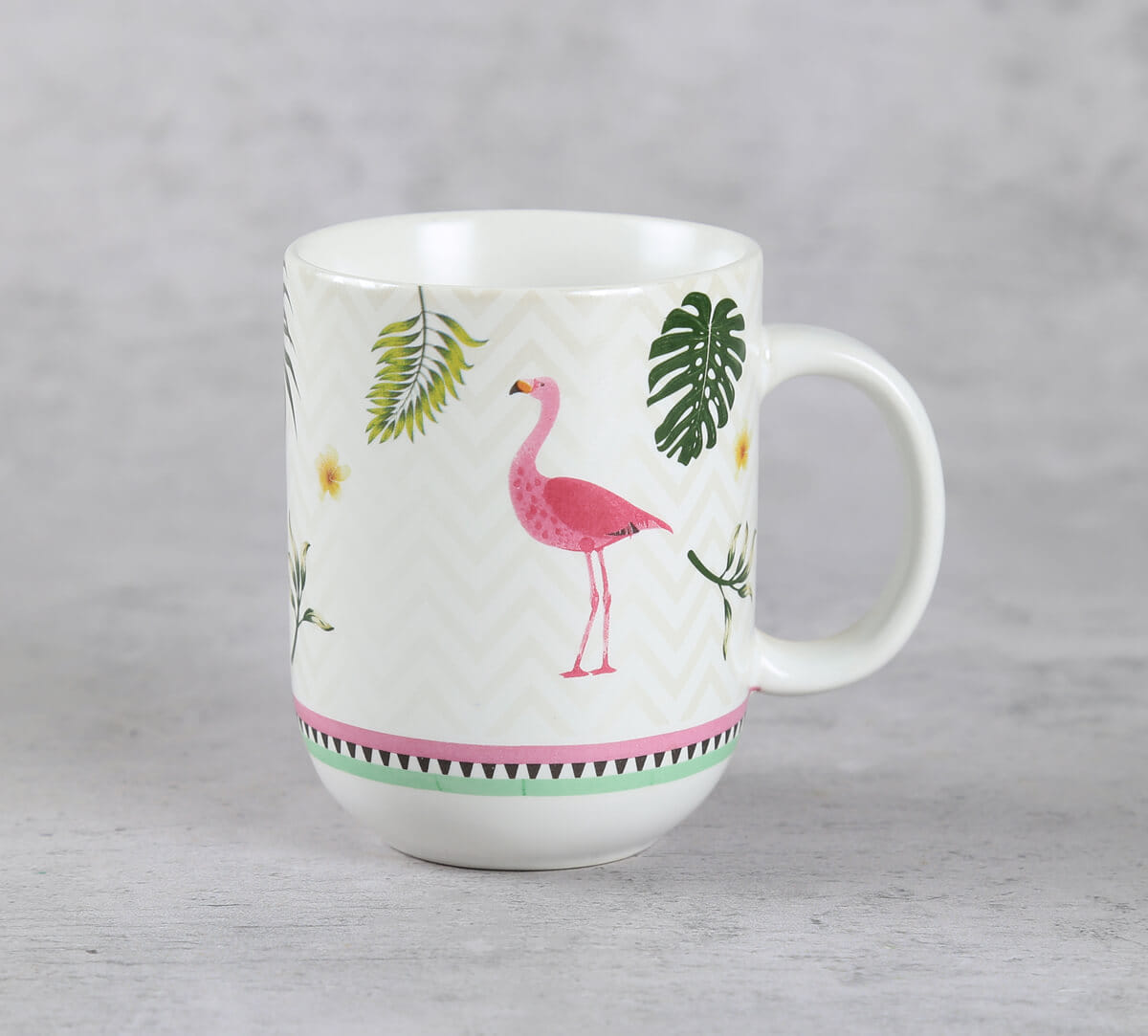 India Circus by Krsnaa Mehta Foraging Flamingo Porcelain Oval Mug Set of 2