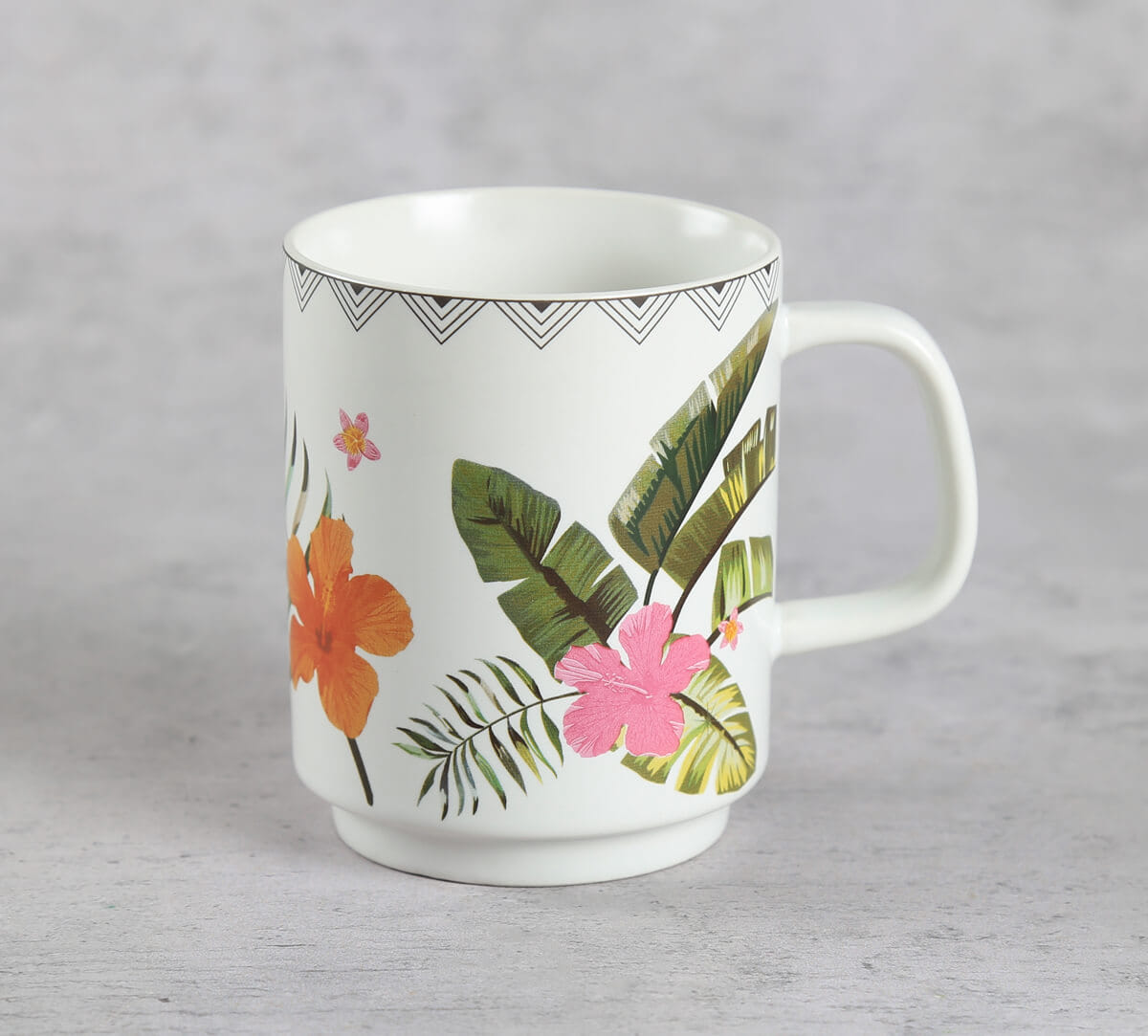 India Circus by Krsnaa Mehta Plumerias Plume Porcelain Cylindrical Mug Set of 2