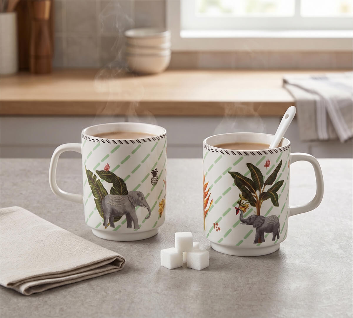 India Circus by Krsnaa Mehta Travellers Garden Porcelain Cylindrical Mug Set of 2