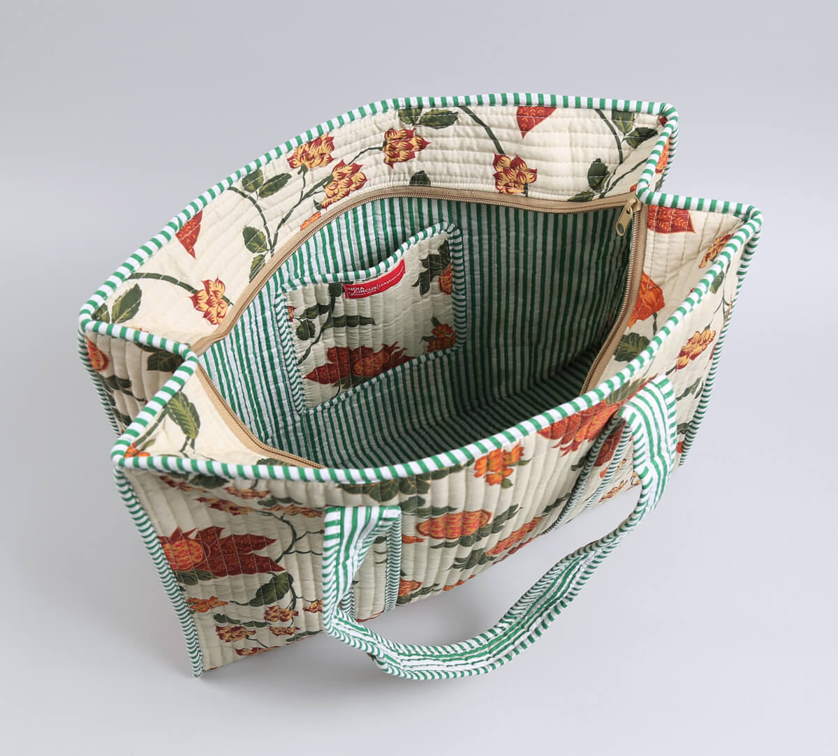 India Circus by Krsnaa Mehta Blushed Orchard Quilted Tote Bag
