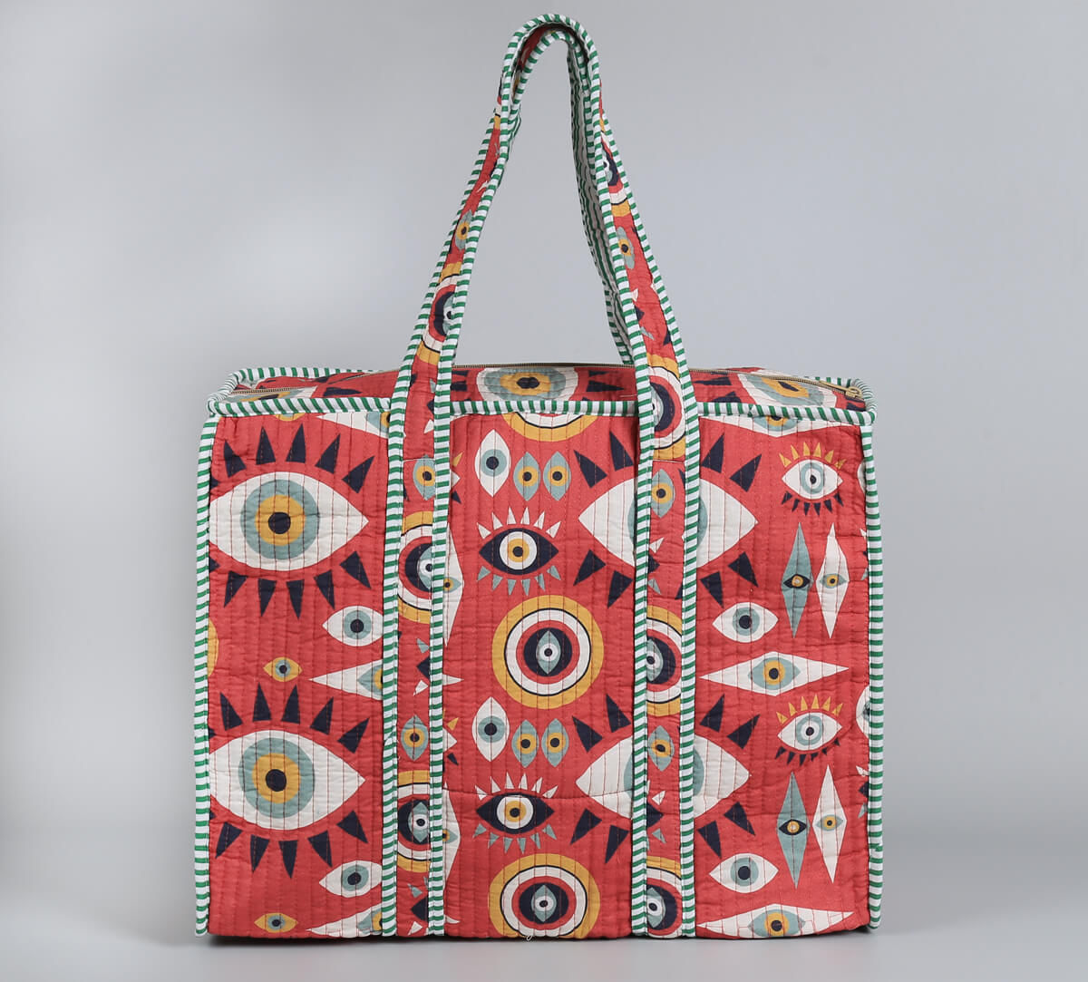 India Circus by Krsnaa Mehta Malocchio Stare Quilted Tote Bag