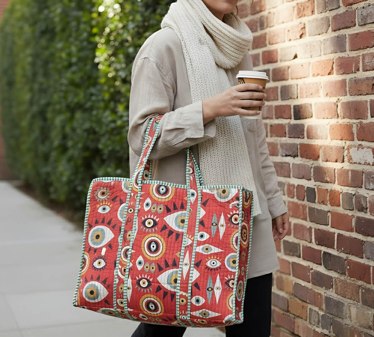 India Circus by Krsnaa Mehta Malocchio Stare Quilted Tote Bag