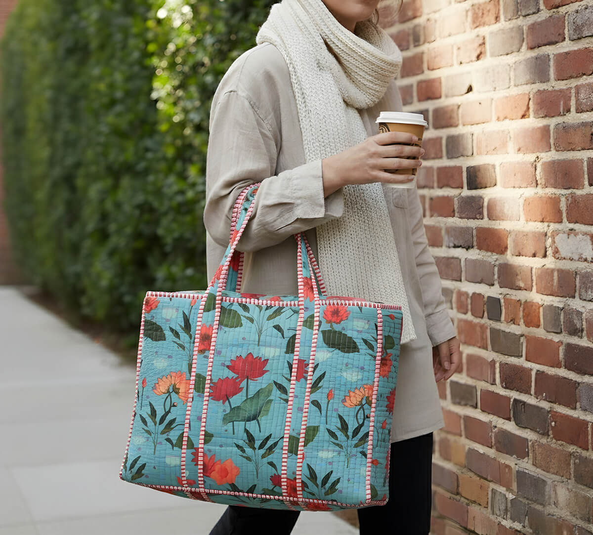 India Circus by Krsnaa Mehta Blossomy Mosaic Quilted Tote Bag