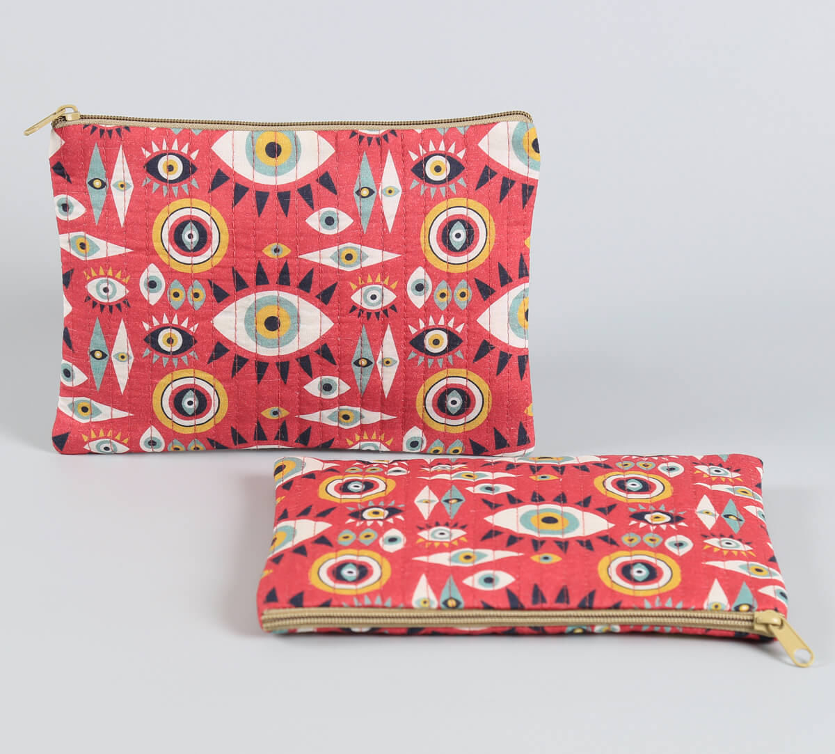 India Circus by Krsnaa Mehta Malocchio Stare Quilted Utility Pouch Set of 2
