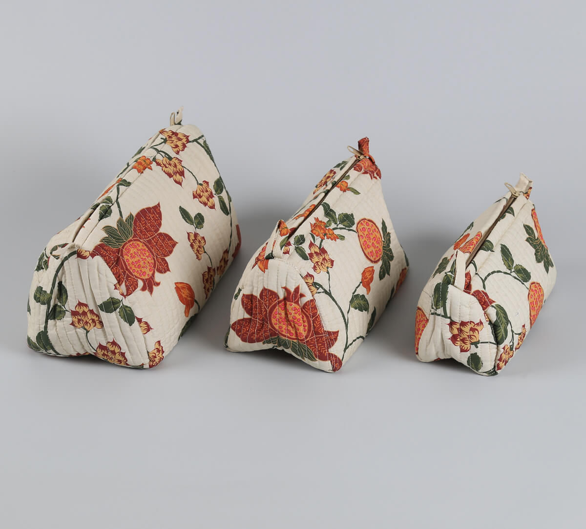 India Circus by Krsnaa Mehta Blushed Orchard Quilted Utility Pouch Set of 3