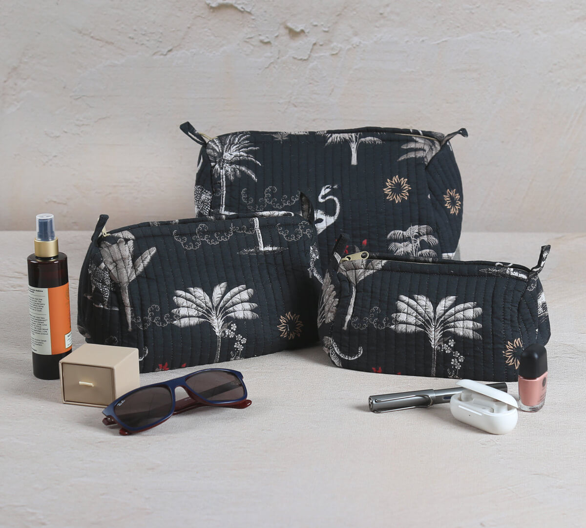 India Circus by Krsnaa Mehta Animalia Creations Quilted Utility Pouch Set of 3