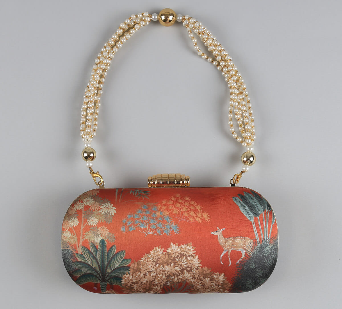 India Circus by Krsnaa Mehta Mrig Tapovan Terracotta Embroided Clutch