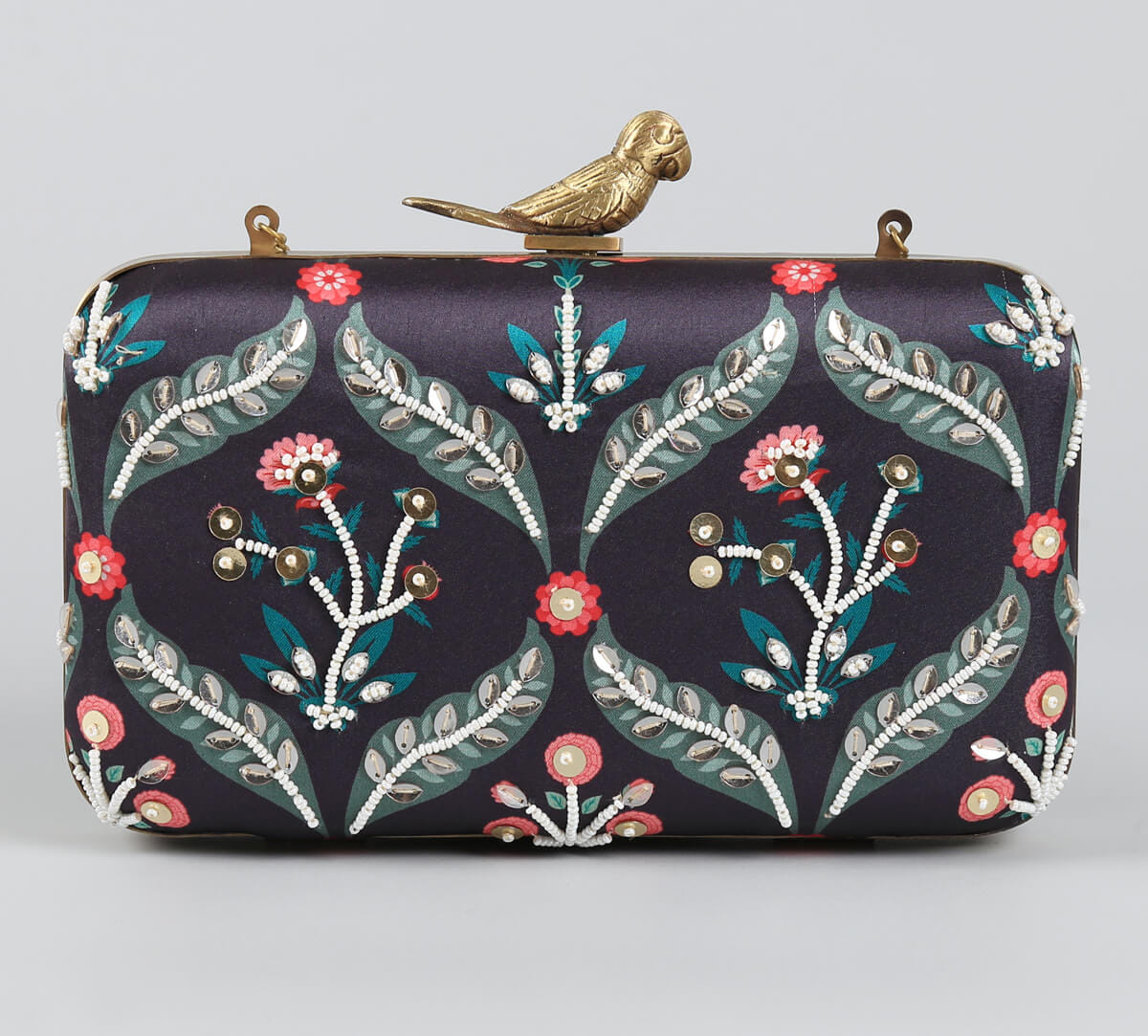 India Circus by Krsnaa Mehta Iron Blooming Dahlia Embroided Clutch
