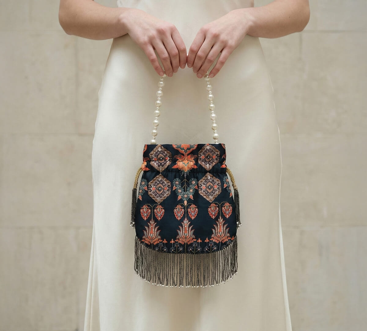 India Circus by Krsnaa Mehta Evergreen Essence Embroided Potli Bag