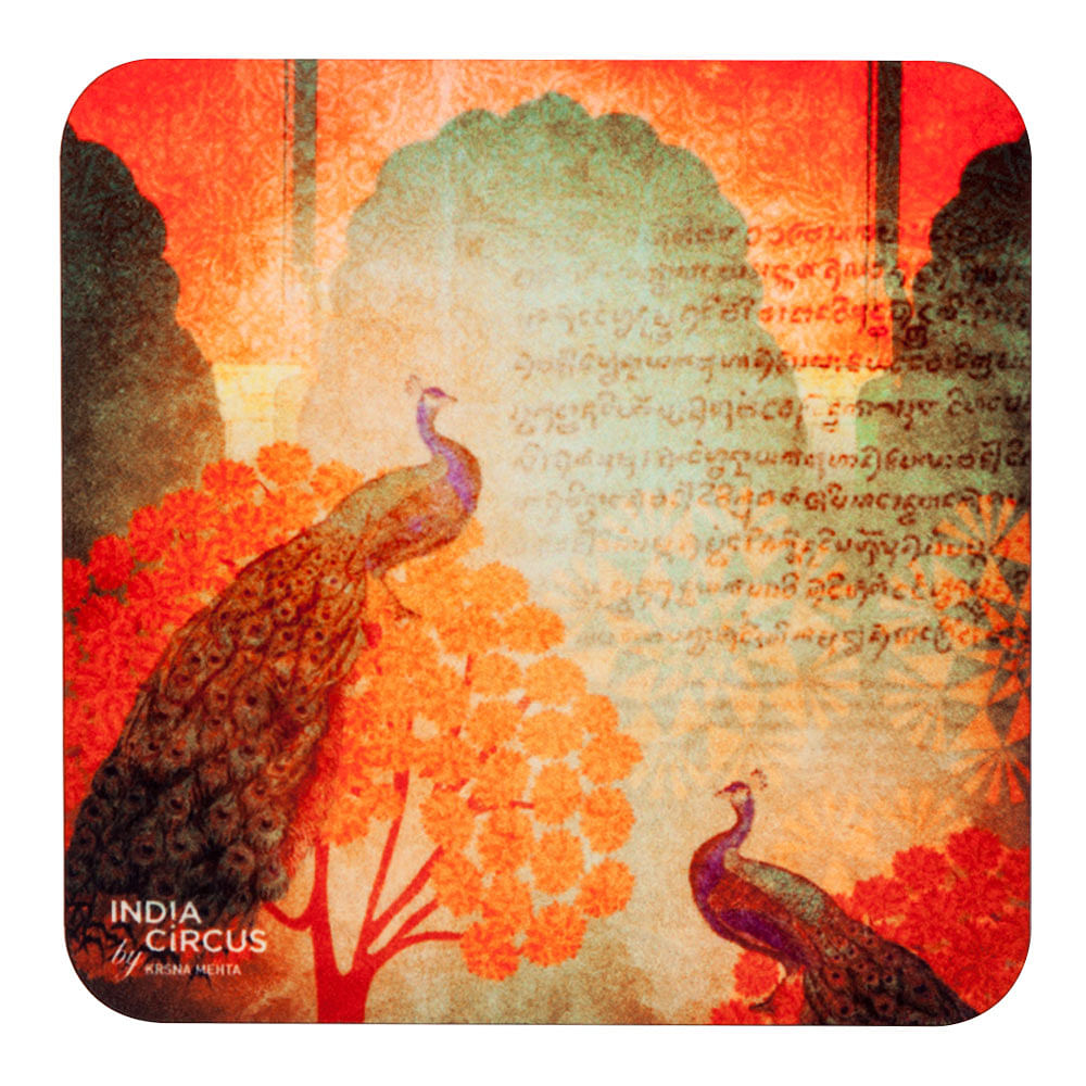 Sunset Peacocks MDF Coasters - (Set of 6)