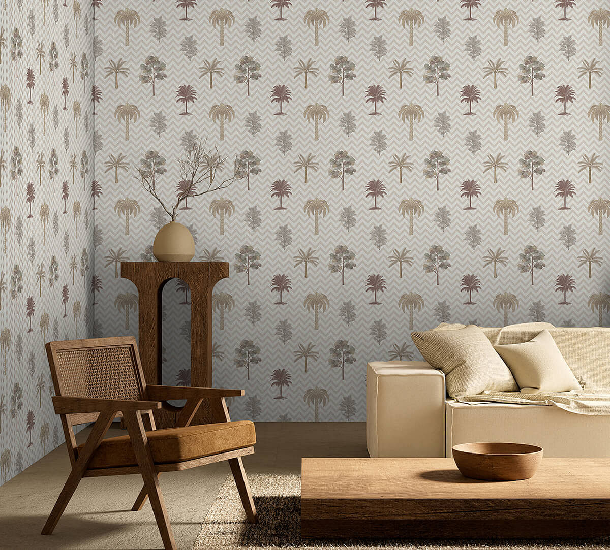 India Circus by Krsnaa Mehta Chevron Tales Cream Wallpaper
