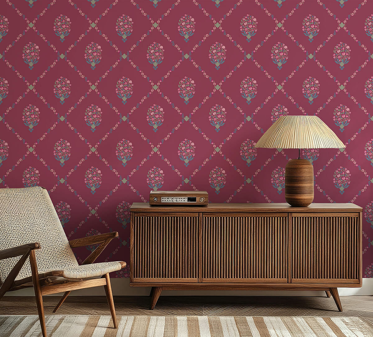 India Circus by Krsnaa Mehta Spring Bloom Pink Wallpaper