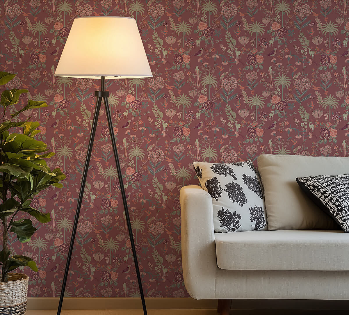 India Circus by Krsnaa Mehta Floral Galore Mauve Wallpaper