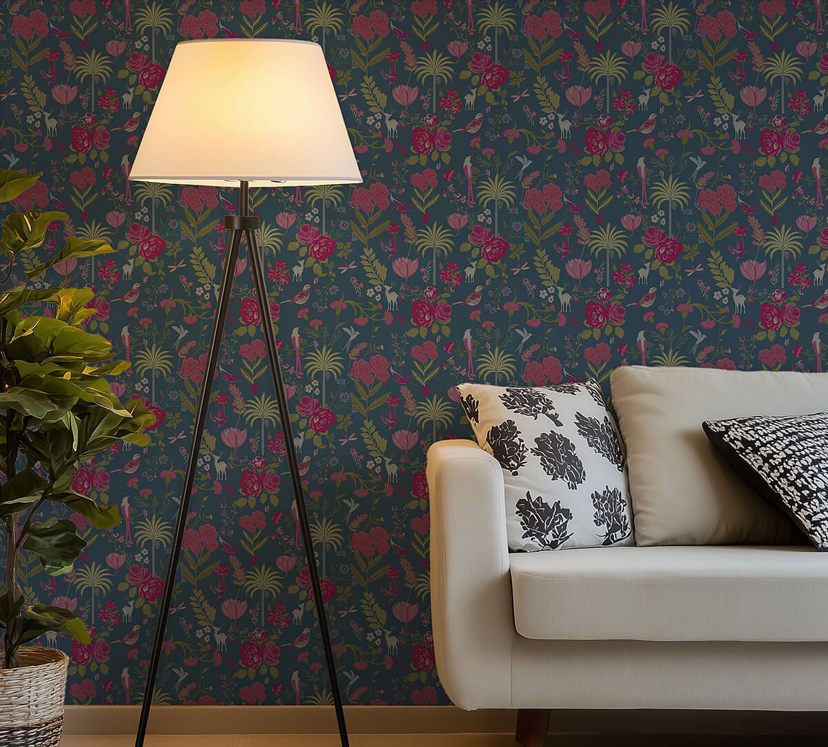 India Circus by Krsnaa Mehta Floral Galore Cobalt Wallpaper