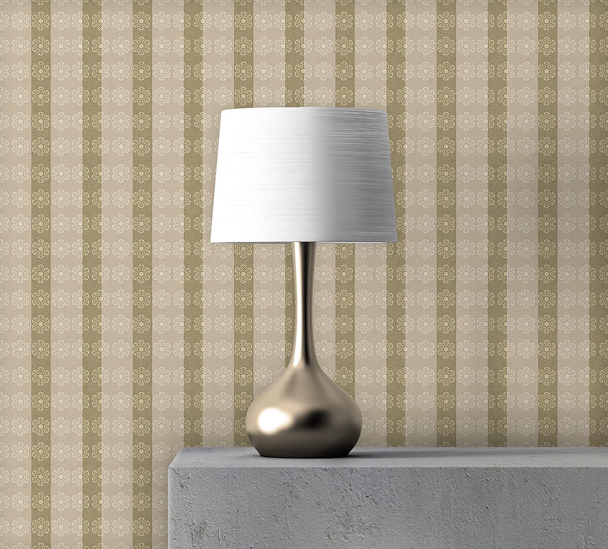 India Circus by Krsnaa Mehta Daisy Stripes Olive Wallpaper
