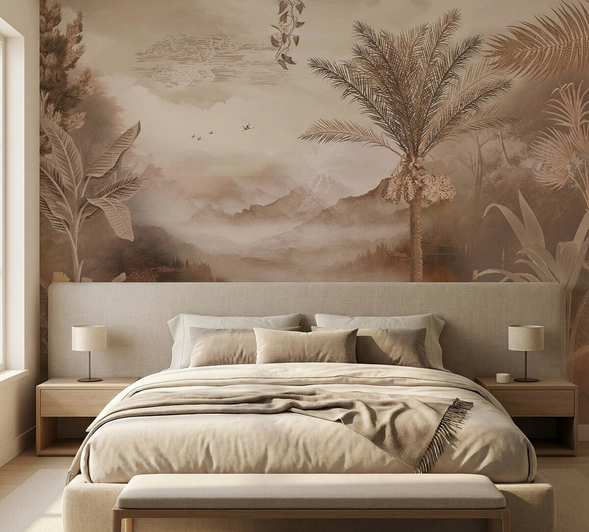 India Circus by Krsnaa Mehta Beige Tropical Dreams Wallpaper