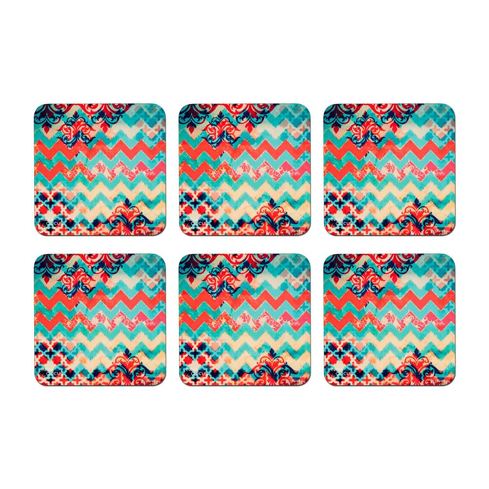 Colorful Streamer MDF Coasters - (Set of 6)