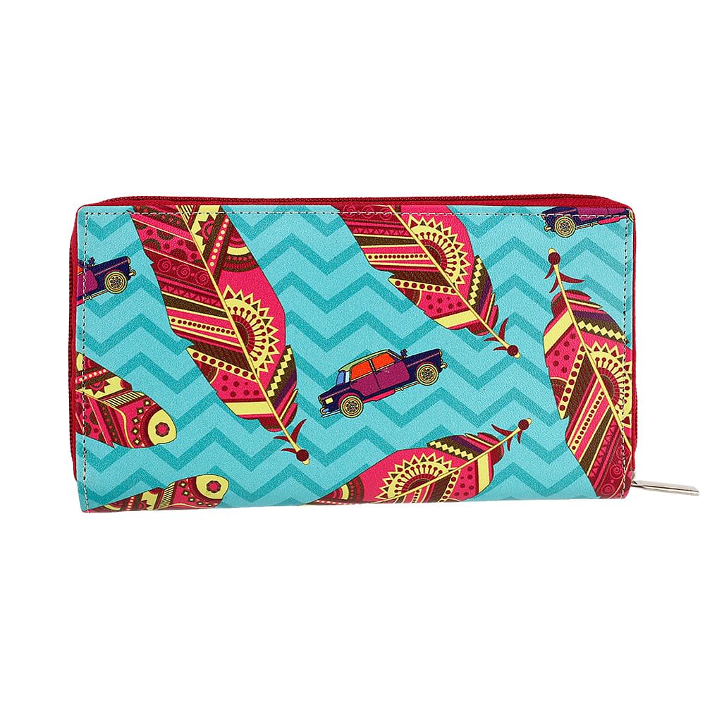 Funky Plume Zipper Wallet