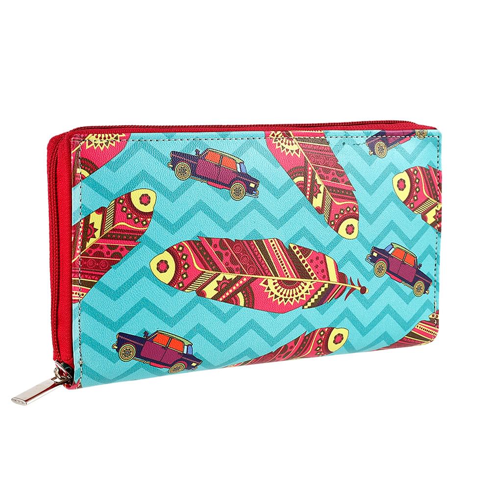 Funky Plume Zipper Wallet