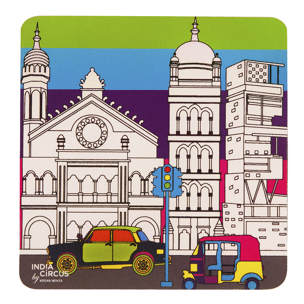 City Grand Colour Rubber Coasters - (Set of 6)