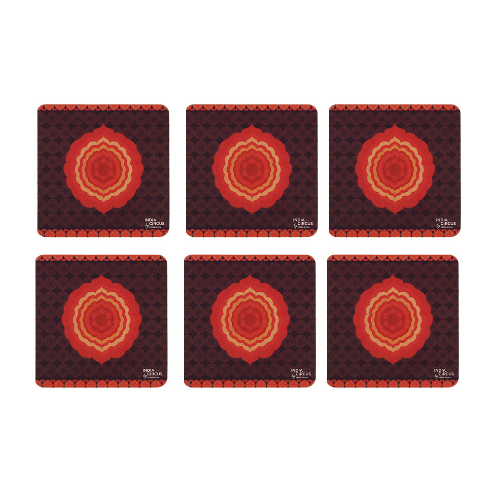 Flaming Flower Rubber Coasters - (Set of 6)