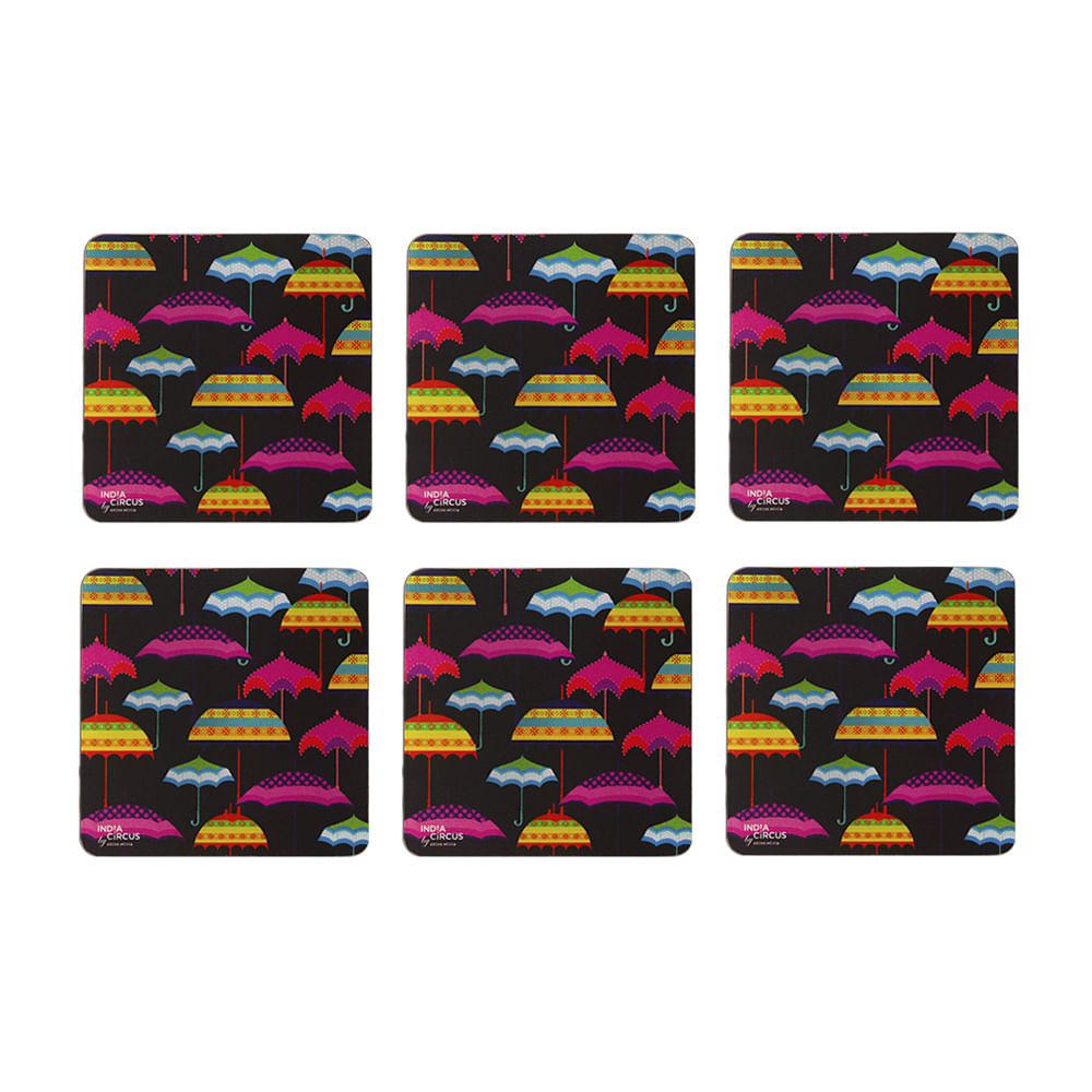 Umbrellas Rubber Coasters - (Set of 6)