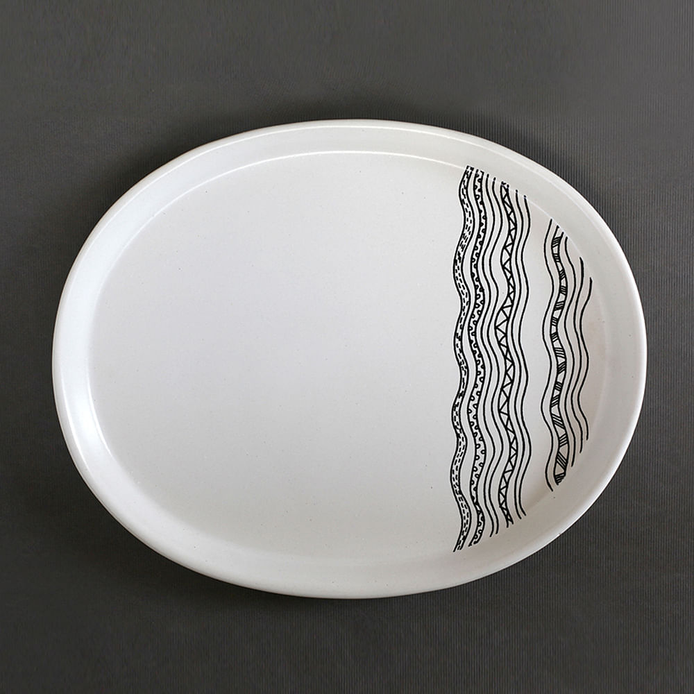 White wavelength Oval Platter