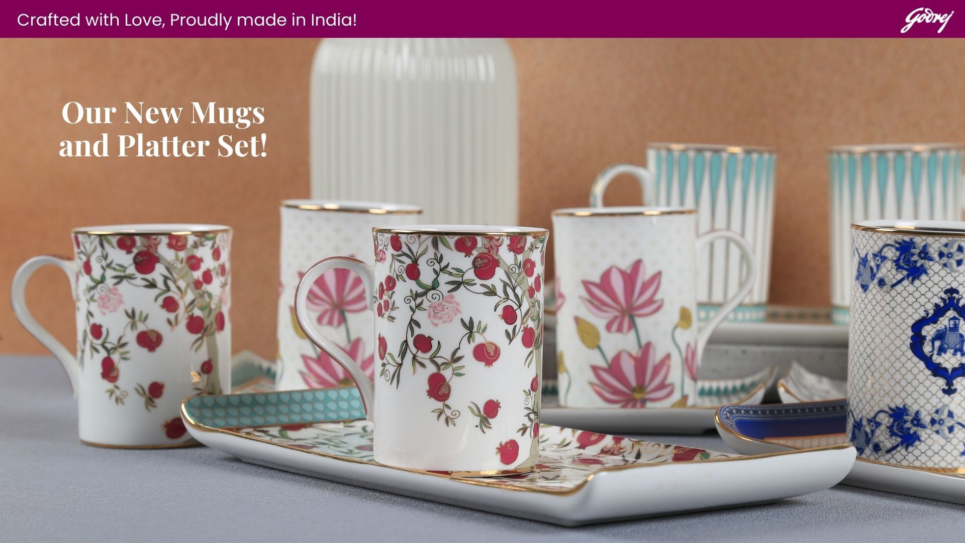 Aurum Tropics Coffee Mugs and Platter Set