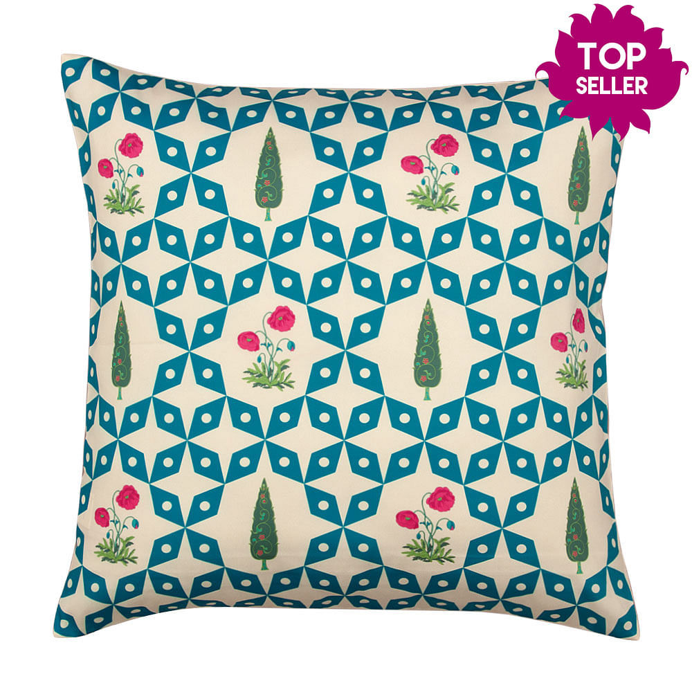 Flowers and Ferns Poly Taf Silk Cushion Cover