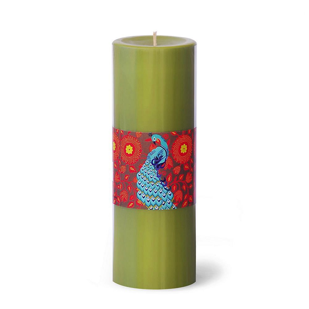 Floral Peacock Dance Pillar Candle - Wild Flower Scented