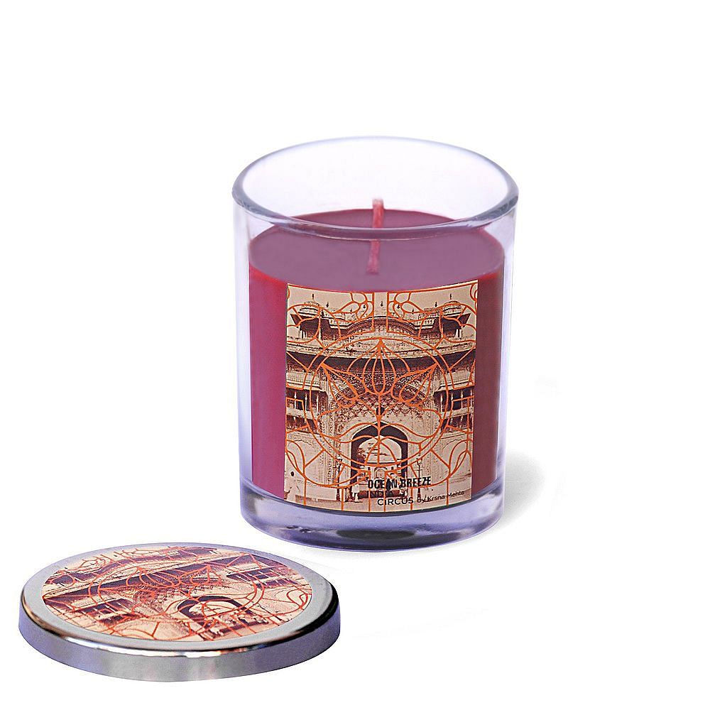 Rustic tones Glass Candle with Steel lid - Ocean Breeze Scented