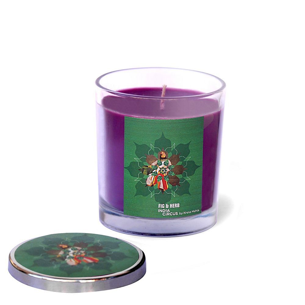 Rocking Raja Glass Candle with Steel lid - Fig and Herb Scented
