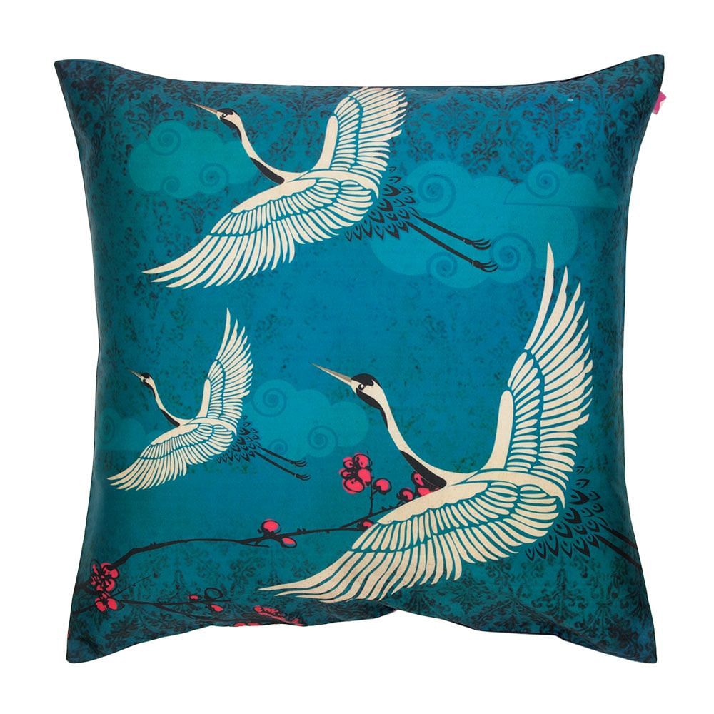 Legend of the Cranes Poly Taf Silk Cushion Cover