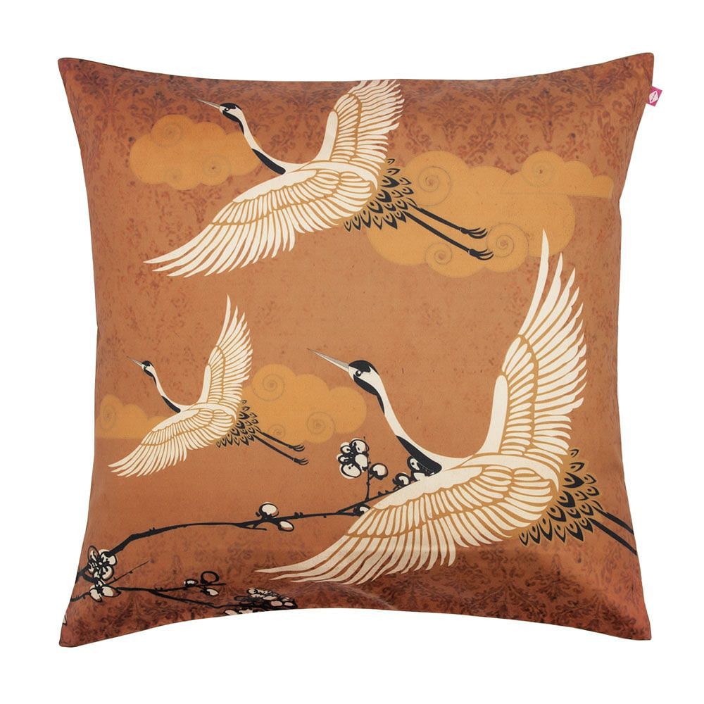 Legend of the Cranes Poly Taf Silk Cushion Cover