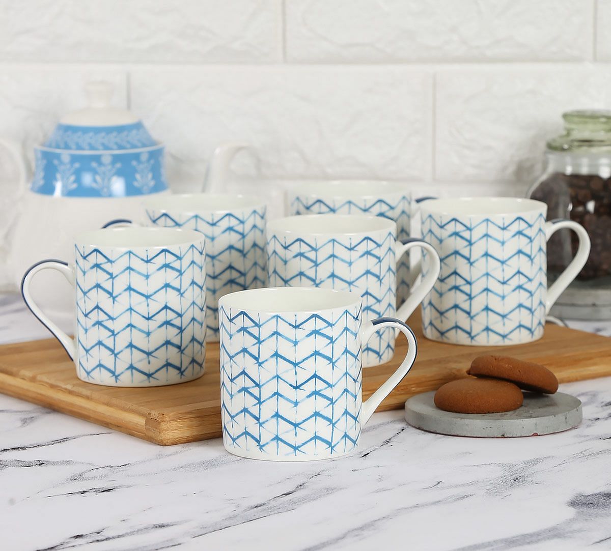 India Circus Zig Zag Stripes Coffee Mug Set of 6
