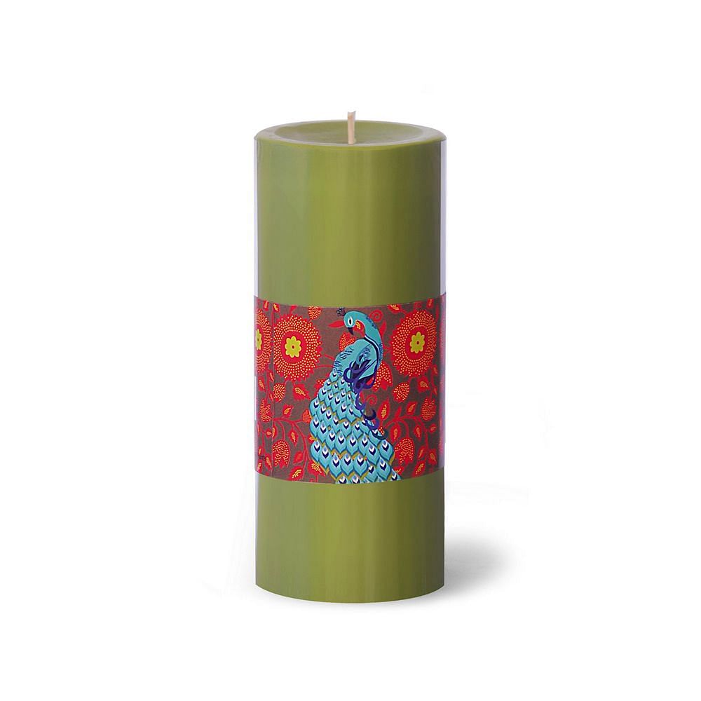 Floral Peacock Dance Pillar Candle - Wild Flower Scented
