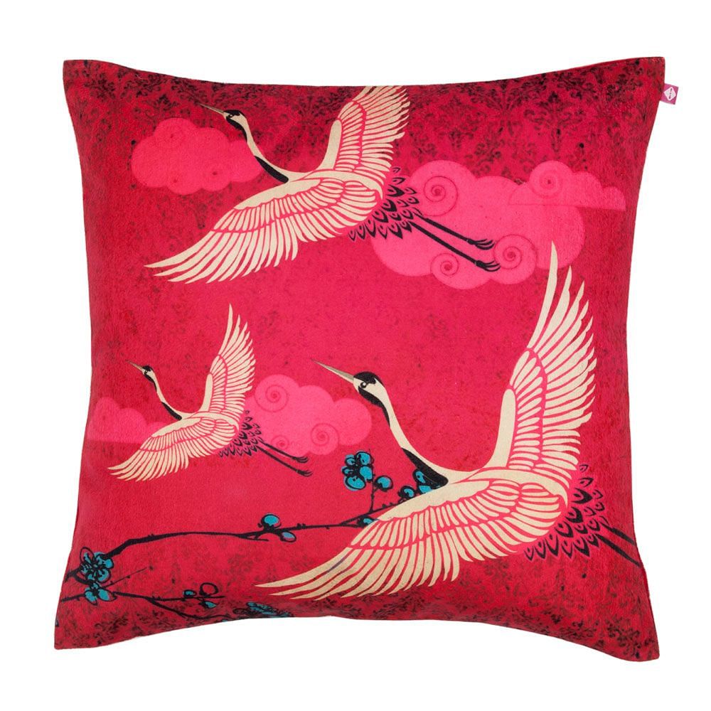 Legend of the Cranes Poly Velvet Cushion Cover
